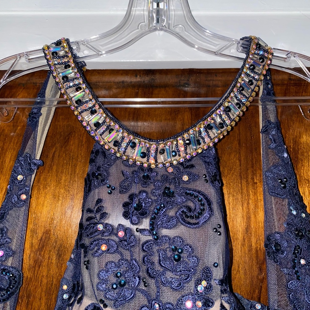 Alyce Paris two piece navy blue prom dress - Picture 9 of 12